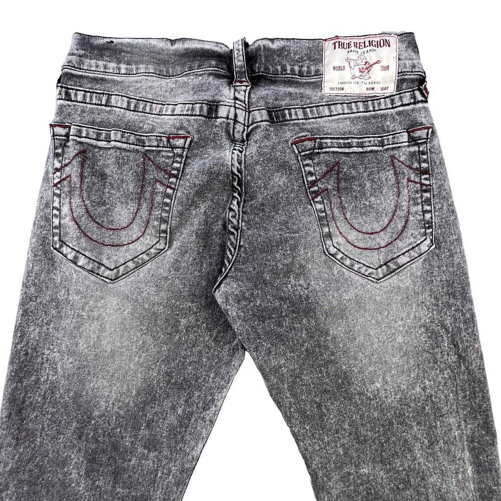 True Religion Jeans Men's 33x33 Gray Denim Ricky Relaxed Straight Stretch
